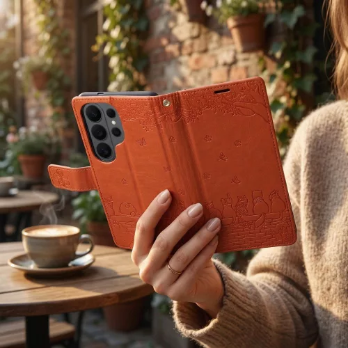 Flip tok Samsung A27 Mezzo Book macskáknak barna