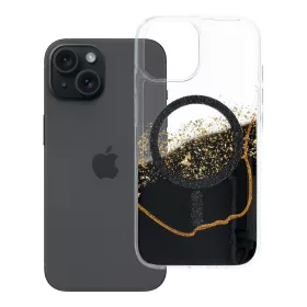   iPhone 15 tok, arany színű, MagSafe-fel kompatibilis, fekete