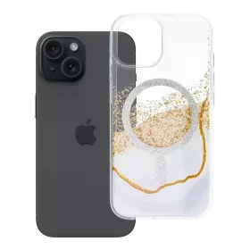   iPhone 15 tok, arany színű, MagSafe-fel kompatibilis, fehér
