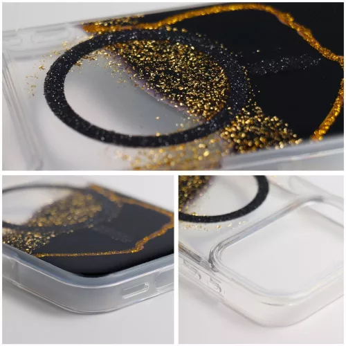 iPhone 13 / 14 tok, arany színű, MagSafe-kompatibilis, fekete
