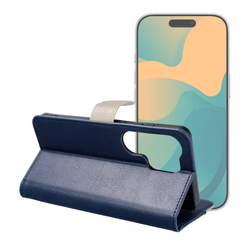 Flip tok Xiaomi Redmi A7 PRO Split Book készülékhez sötétkék és krémszínű