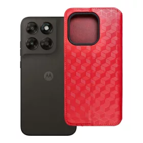 Flip tok Motorola G67 / G77 Cubic Book telefonhoz, piros