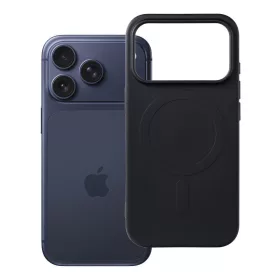   iPhone 17 Pro / 18 Pro szilikon tok, MagSafe kompatibilis (nagy lyukú), fekete