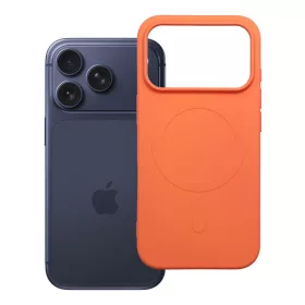   iPhone 17 Pro / 18 Pro szilikon tok, MagSafe kompatibilis (nagy lyukú), narancssárga