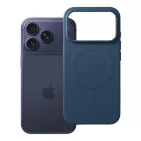   iPhone 17 Pro / 18 Pro szilikon tok, MagSafe kompatibilis (nagy lyukú), sötétkék