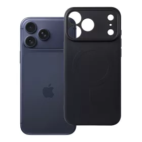   iPhone 17 Pro Max / 18 Pro Max szilikon tok, MagSafe-fel (kameravédelemmel) kompatibilis, fekete