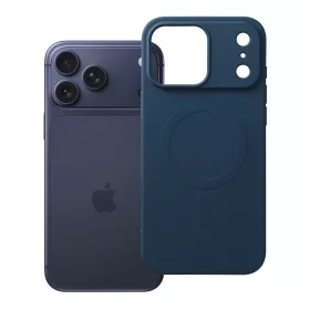   iPhone 17 Pro Max / 18 Pro Max szilikon tok, MagSafe kompatibilis (nagy lyukú), sötétkék