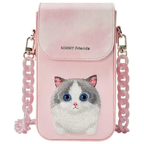 NIMMY szett 3 az 1-ben telefontáska + pénztárca + gps tok BIG EYED PET 2.0 Macskarózsaszín