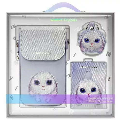 NIMMY szett 3in1 telefontáska + pénztárca + gps tok BIG EYED PET 2.0 Rabbit lila