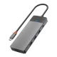 WiWU - A921HV 9 az 1-ben HUB USB3.0x2+USB2.0x1+SD/TF(3.0)+PD (100W)+USB-C(3.0)+HDMI(4K30HZ)+VGA 1080P)