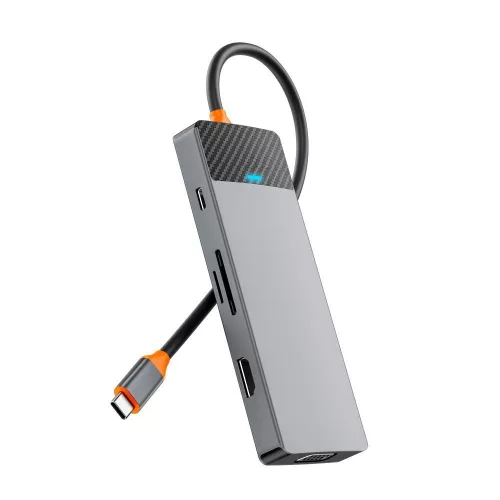 WiWU - A921HV 9 az 1-ben HUB USB3.0x2+USB2.0x1+SD/TF(3.0)+PD (100W)+USB-C(3.0)+HDMI(4K30HZ)+VGA 1080P)