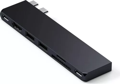 Satechi Pro HUB Slim 7in1 adapter HUB 2 x USB C, ST-HUCPHSD, MacBookhoz, éjfélkor