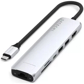 Satechi Slim ST-P7SS 7in1 USB-C HUB adapter ezüst