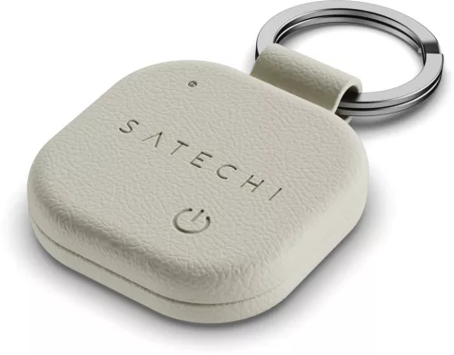 Apple Find My Satechi kulcstartó formájú, vegán bőr ST-LKCFW homokszínű, kompatibilis a lokátorral
