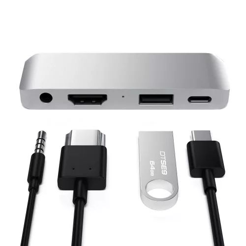 Satechi Mobile Pro Hub 4in1 USB-C adapter HUB ST-TCMPHS ezüst