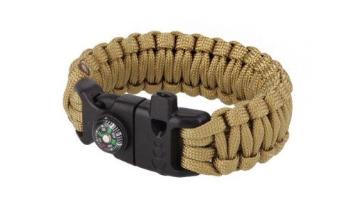 101 Inc. - Paracord Survival karszalag - 8" - Coyote