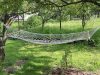 Pamut hálós kerti függőágy, merevítőrúddal, 190X100cm, fehér