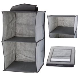   rekeszes összecsukható lógó tároló polc 2 szintes 30cm x 30cm x 50cm Szürke színű