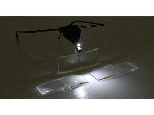 Nagyító szemüveg (óra, ékszernagyító) 3,5x nagyítás,  LED világítással, cserélhető lencsékkel