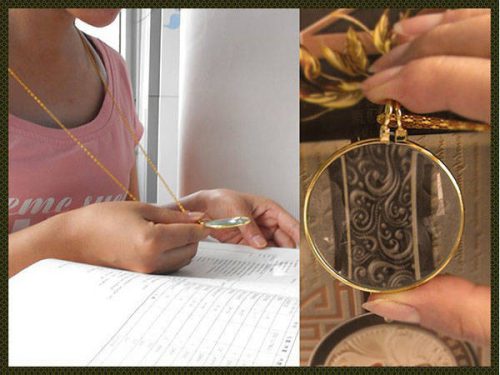 Nyakba akasztható elegáns nagyító, 5x nagyítás, arany