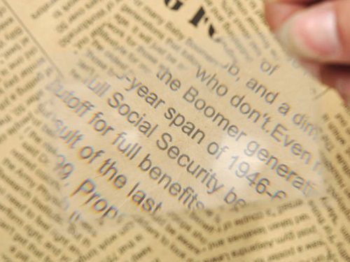 Olvasó nagyító kártya, Fresnel lencse 13,5x9,5cm