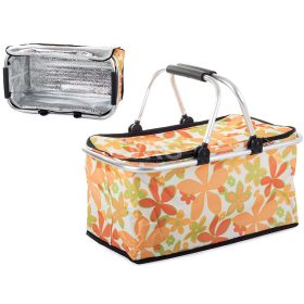 hűtőtáska, piknikosár fehér virág mintás