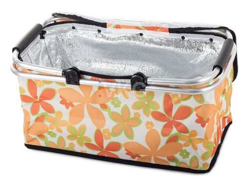 hűtőtáska, piknikosár fehér virág mintás