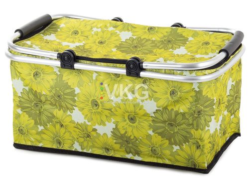 hűtőtáska, piknikosár zöld virág mintás