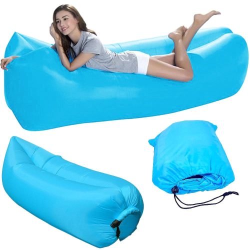 Air Lazy Bag pumpa nélkül felfújható matrac, 220cm x 70cm, világoskék