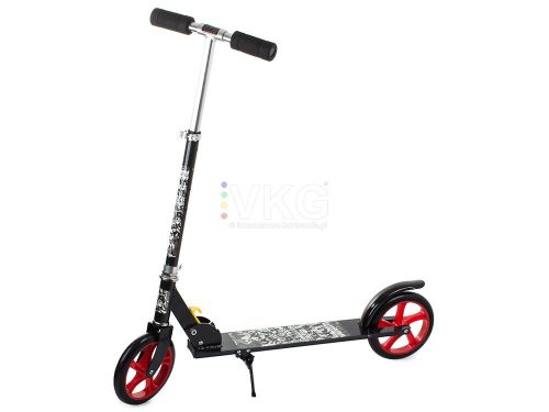 Összecsukható roller, 20cm-es kerekek, lengéscsillapítók, 120cm magas, max 100kg, fekete/piros