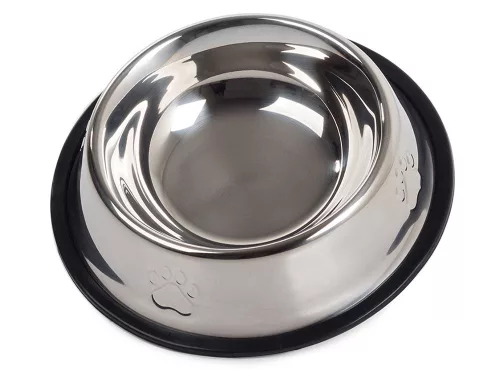 Castron din inox antiderapant pentru caini, model labuta Argintiu 0.15 L