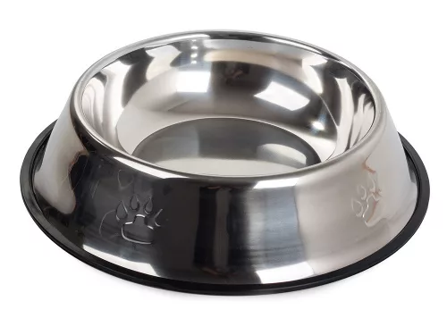 Castron din inox antiderapant pentru caini, model labuta Argintiu 0.15 L