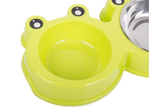 Dupla rozsdamentes tál kisállatoknak, 2 x 0,3l, zöld