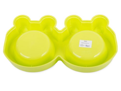 Dupla rozsdamentes tál kisállatoknak, 2 x 0,3l, zöld