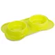 Bol dublu pentru hrănire câini pisici plastic 2 x 0,4l, galben