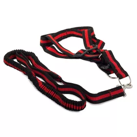   Rugalmas póráz hámmal, macska kutya, 50-70cm mellszélesség, piros