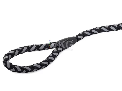 Fényvisszaverős póráz hámmal (kutya macska) - hám mellkas méret 37-55cm, fekete szín