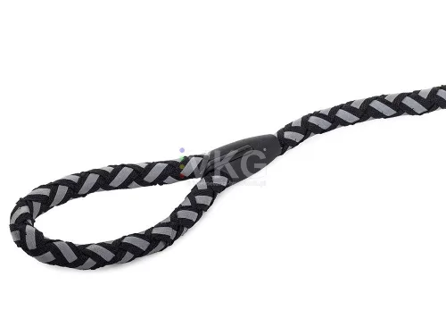 Fényvisszaverős póráz hámmal (kutya macska) - hám mellkas méret 45-70cm, fekete szín