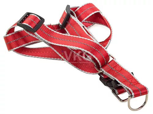 Fényvisszaverős póráz hámmal (kutya macska) - hám mellkas méret 40-50cm, piros színű