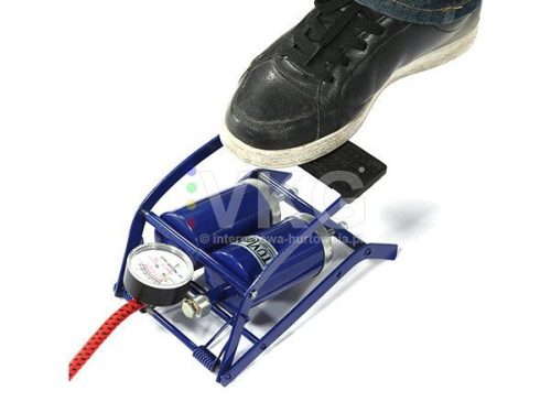 Autós lábpumpa, két hengeres, biciklipumpa fekete/kék