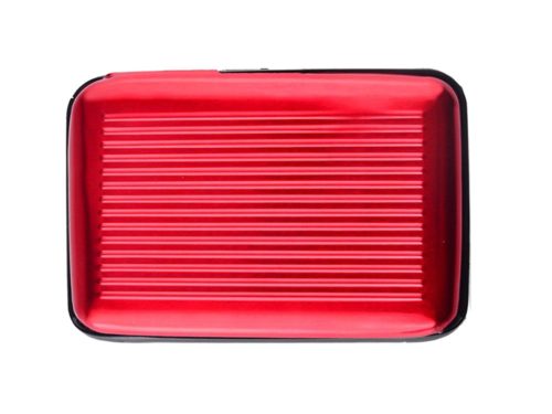 Kártyatartó, iratoknak, alumínium pénztárca, piros