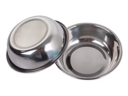 Bol dublu din inox pentru hrana sau apa animale, capacitate 2x0.3L, albastru