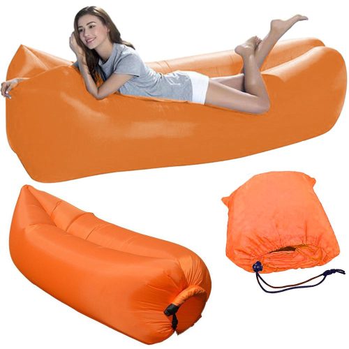 Air Lazy Bag pumpa nélkül felfújható matrac, 220cm x 70cm, narancs