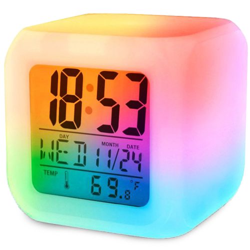 Chameleon ébresztőóra hőmérő LCD kijelző, szÍnváltós