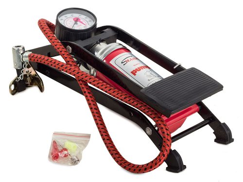 Autós lábpumpa, egyhengeres, biciklipumpa fekete/piros