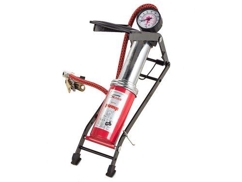 Autós lábpumpa, egyhengeres, biciklipumpa fekete/piros