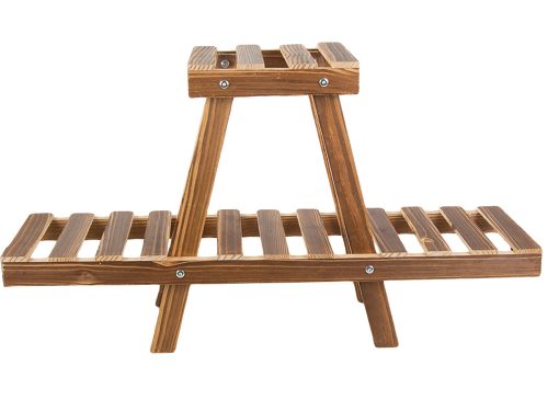 virágtartó állvány fa virágcserép kétemeletes polc