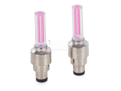 kerékpáros / autós világítós mozgásérzékelős szelepsapka 2 db, rózsaszín