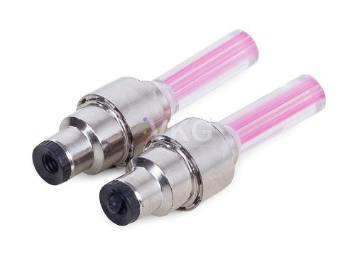 kerékpáros / autós világítós mozgásérzékelős szelepsapka 2 db, rózsaszín