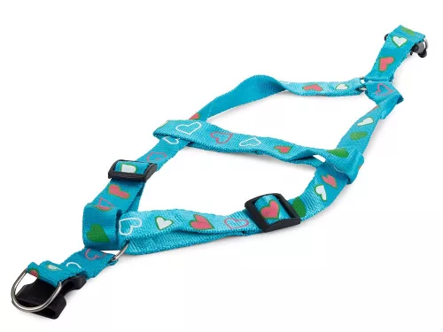 Póráz hámmal (kutya macska) - hám mellkas méret 55-75cm, kék sziveszkés